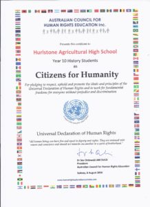 Hurlstone Agricultural High School Year 10 History, August 2016